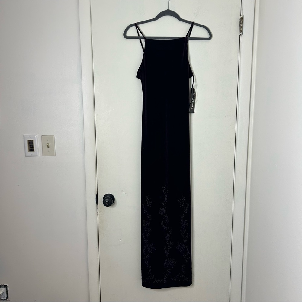 Vintage 90's Y2K Purple Velvet Beaded Whimsigoth Size Small Butterfly Dress NWT